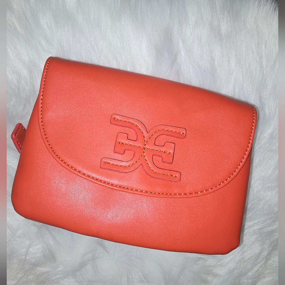 Sam Edelman Orange Leather Belt Bag with Embossed Logo